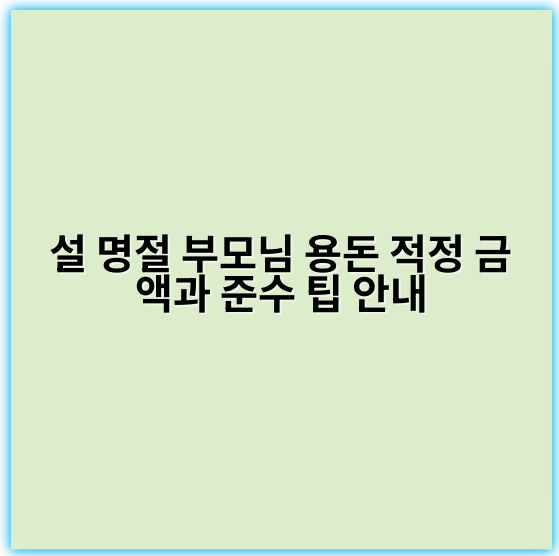 설 명절 부모님 용돈 적정 금액과 준수 팁 안내 - 용돈 금액